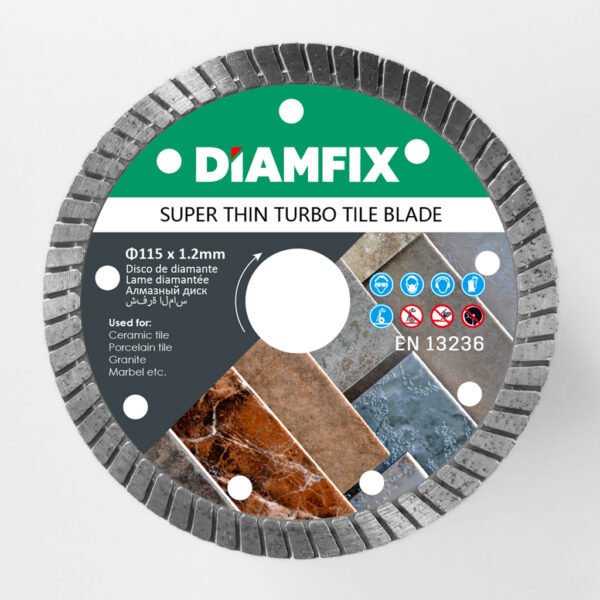 DiamFix Brand Super Thin Turbo Rim Diamond Blade for Porcelain Ceramic Tiles 1.2mm