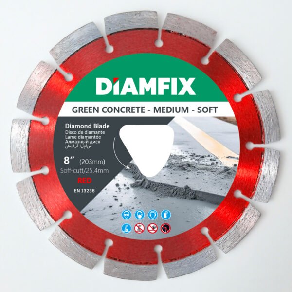 DiamFix Early Entry Saw Blades for Medium Soft Green Concrete Soff-cut RED Blade