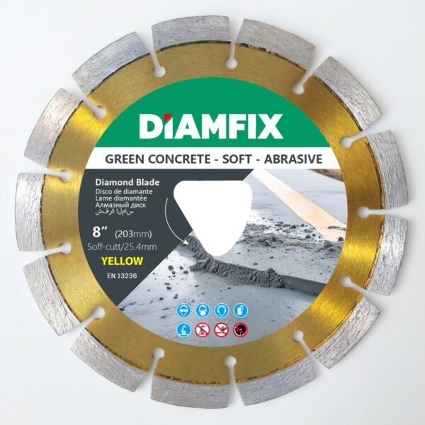 DiamFix Early Entry Saw Blades for Soft-abrasive Green Concrete Soff-cut Yellow Blade